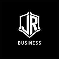 jr logo initiale avec bouclier forme conception style vecteur