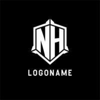 nh logo initiale avec bouclier forme conception style vecteur