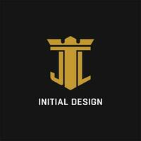 jl initiale logo avec bouclier et couronne style vecteur