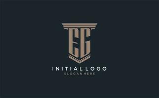 par exemple initiale logo avec pilier style, luxe loi raffermir logo conception des idées vecteur