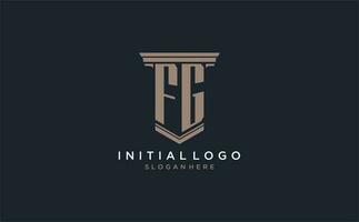 fg initiale logo avec pilier style, luxe loi raffermir logo conception des idées vecteur