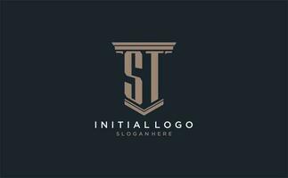 st initiale logo avec pilier style, luxe loi raffermir logo conception des idées vecteur