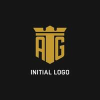 ag initiale logo avec bouclier et couronne style vecteur