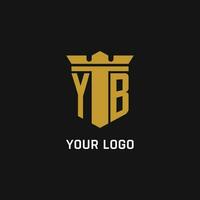 yb initiale logo avec bouclier et couronne style vecteur