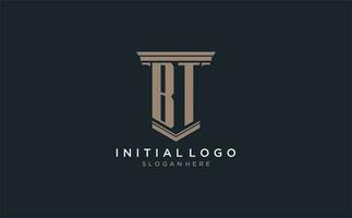 bt initiale logo avec pilier style, luxe loi raffermir logo conception des idées vecteur