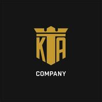 ka initiale logo avec bouclier et couronne style vecteur
