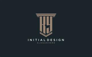 ky initiale logo avec pilier style, luxe loi raffermir logo conception des idées vecteur