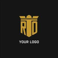 ro initiale logo avec bouclier et couronne style vecteur