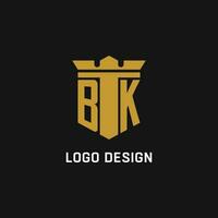 bk initiale logo avec bouclier et couronne style vecteur