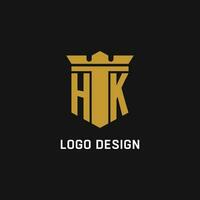 hk initiale logo avec bouclier et couronne style vecteur