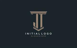 jt initiale logo avec pilier style, luxe loi raffermir logo conception des idées vecteur