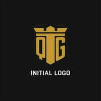 qg initiale logo avec bouclier et couronne style vecteur