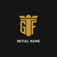 gf initiale logo avec bouclier et couronne style vecteur