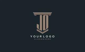 jo initiale logo avec pilier style, luxe loi raffermir logo conception des idées vecteur