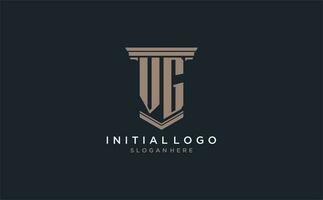 vg initiale logo avec pilier style, luxe loi raffermir logo conception des idées vecteur