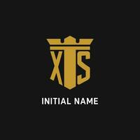 xs initiale logo avec bouclier et couronne style vecteur