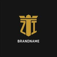 zi initiale logo avec bouclier et couronne style vecteur