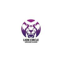 Lion cercle logo conception pente ligne icône vecteur