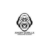 en colère gorille logo conception ligne art vecteur