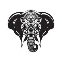 éléphant, ancien logo ligne art concept noir et blanc couleur, main tiré illustration vecteur