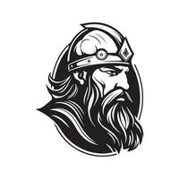 paladin avec barbe, ancien logo ligne art concept noir et blanc couleur, main tiré illustration vecteur