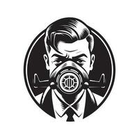 visage masque, ancien logo ligne art concept noir et blanc couleur, main tiré illustration vecteur