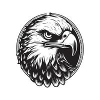 aigle, ancien logo ligne art concept noir et blanc couleur, main tiré illustration vecteur