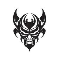 démon flammes, ancien logo ligne art concept noir et blanc couleur, main tiré illustration vecteur