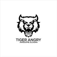 tigre en colère logo conception ligne art vecteur