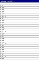 septembre 2023 calendrier dans Anglais vecteur
