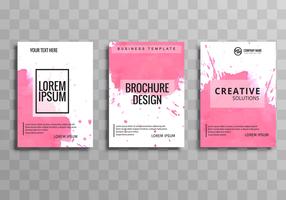 Ensemble de brochure d'entreprise aquarelle rose abstraite vecteur