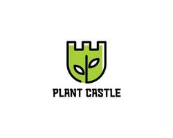 Château et plante logo illustration vecteur