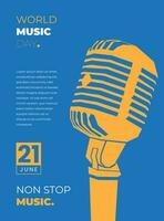 microphone illustration dans plat conception pour monde la musique journée lequel célèbre sur juin 21 vecteur