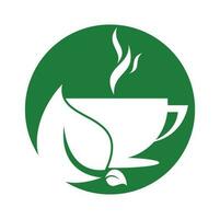 éco café logo modèle conception. vert café logo modèle conception vecteur. vecteur