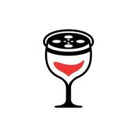 du vin cinéma logo conception, du vin film logo conception icône verre film du vin cinéma Facile Créatif badge logo modèle vecteur vecteur illustration