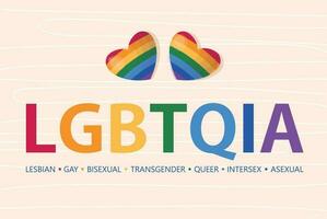 lgbtqia texte bannière. lgbtqia typographie avec lgbt gay fierté drapeau couleurs. lgbtqia lesbienne gay bisexuel transgenres queer intersexe asexué vecteur