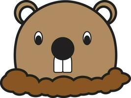 castor marmotte tête dans sol Facile style logo icône agrafe art vecteur image