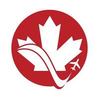 création de logo vectoriel de voyage canada. concept de conception de logo vectoriel de l'aviation canadienne.