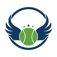 tennis et ailes vecteur illustration. tennis Balle avec ailes logo vecteur.