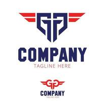 gg ou gtg logo lettre basé militaire ailes conception vecteur