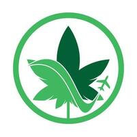 marijuana feuille et air avion vecteur logo combinaison. chanvre et avion symbole ou icône.