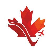 création de logo vectoriel de voyage canada. concept de conception de logo vectoriel de l'aviation canadienne.