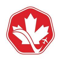 création de logo vectoriel de voyage canada. concept de conception de logo vectoriel de l'aviation canadienne.