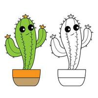 vecteur cactus main tiré coloration page illustration art et Facile conception