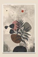 fond abstrait botanique moderne minimal et élégant adapté à l'impression comme peinture décoration intérieure poteaux sociaux flyers couvertures de livres vecteur