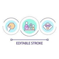 moteur compétences développement boucle concept icône. enfant éducation. sensoriel Jeu pour enfants. assistance abstrait idée mince ligne illustration. isolé contour dessin. modifiable accident vasculaire cérébral vecteur