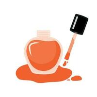 Orange clou polonais icône avec ouvert bouteille pour manucure pédicure vecteur illustration