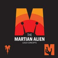m lettre basé, le martien extraterrestre logo ensemble. vecteur