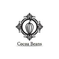 logo chocolat et icône de cacao et conception vectorielle noix et noix délicieuses vecteur