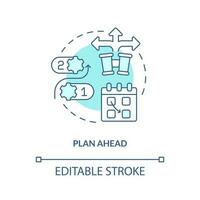 plan devant turquoise concept icône. cartographie buts. gérant petit affaires la finance abstrait idée mince ligne illustration. isolé contour dessin. modifiable accident vasculaire cérébral vecteur